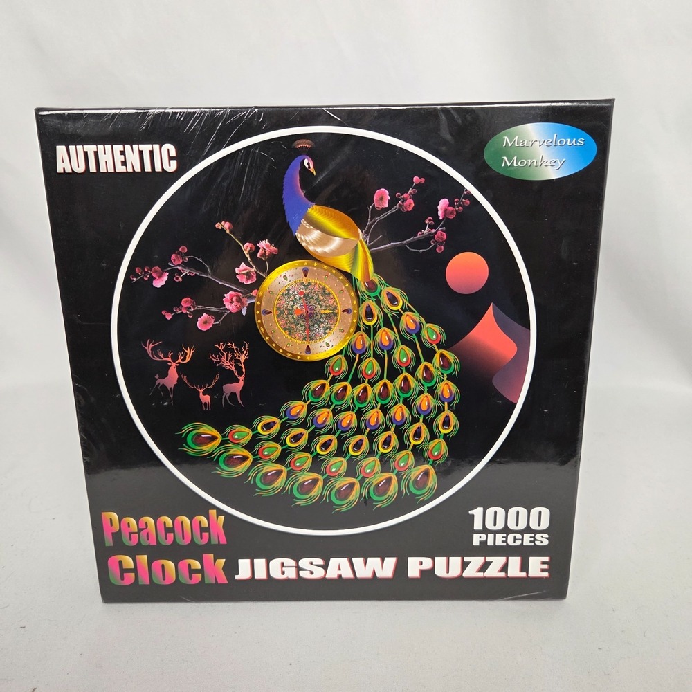 New Sealed Peacock‎ Clock Jigsaw Puzzle 1000 Pieces Marvelous Monkey Toys